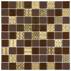 Pastilha De Vidro Patchwork 29,2x29,2cm Marrom Claro-escuro