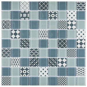 Pastilha De Vidro Patchwork 29,2x29,2cm Azul Claro-escuro