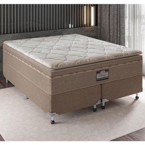 Cama Box King Size Potenza Platinum Com Molas Lfk E Pillow Top 74x193x203cm Portobel Bege