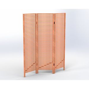 Biombo Decorativo Oliver 3 Folhas Em Madeira Maciça Stain Jatobá