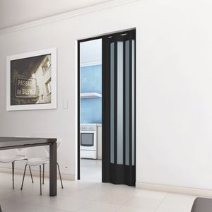 Porta Sanfonada Pvc Translúcida 210x96cm Bcf Preto