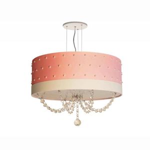 Pendente De Teto Led 40x15cm Pérolas Tom Luz Iluminação Rosa-bebê-branco