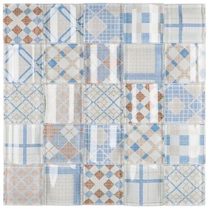 Pastilha De Vidro Patchwork 30x30cm Azul-marrom