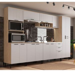 Cozinha Modulada 6 Peças 14 Portas 2 Gavetas Amalia Aveiro Oak/cinza Urbano