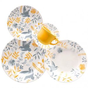 Aparelho De Jantar 20 Peças Donna Bem-te-vi Em Cerâmica Biona Floral