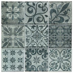 Pastilha De Vidro Patchwork 30x30cm Cinza Escuro