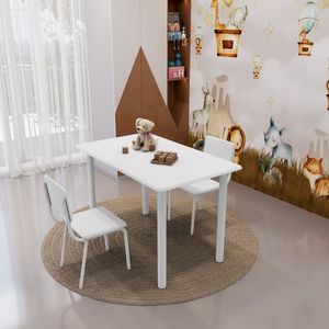 Conjunto Infantil Com Mesa 75x50cm Com 2 Cadeiras Laura Branco
