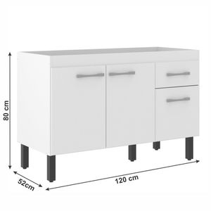 Balcão De Cozinha Sem Tampo Monaco 2 Portas E 2 Gavetas Branco