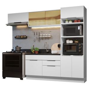 Armário De Cozinha Completa 270cm Branco Stella Madesa 08 Branco