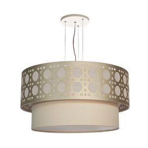 Luminária De Teto Pendente 50x25cm Palha Cúpula Dupla Bronze