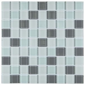 Pastilha De Vidro Cristal Miscelanea 29,2x29,2cm Cinza/branco