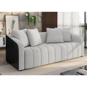Sofá 03 Lugares Com Assento Fixo E Encosto Com Almofadas Soltas Tóquio Preto/cinza