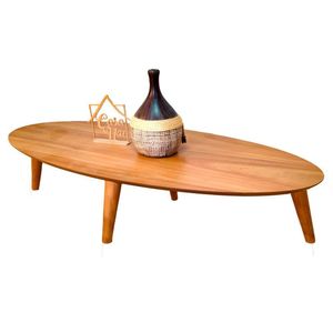 Mesa De Centro Oval Orgânico Laminada 100x45cm Londres Mel
