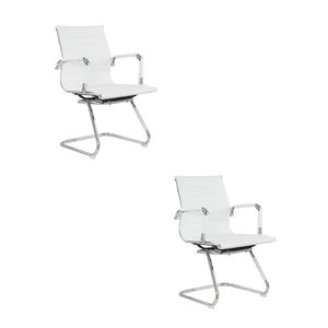 Kit Com 2 Cadeiras Base Fixa Manhattan Branco