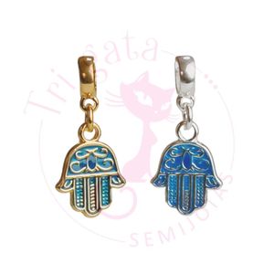 Berloque Mão De Hamsa Banho Prata