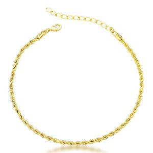 Tornozeleira Cordão Baiano 2,5mm Banhada A Ouro 18k 20cm