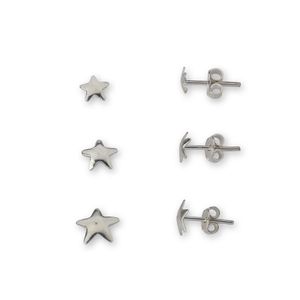 Kit Trio De Estrelas Polidas Em Prata 925