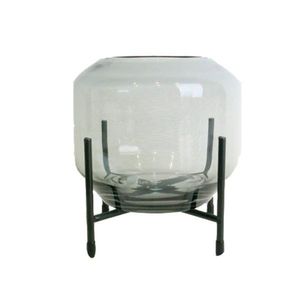 Vaso De Vidro Com Base De Metal Decor - Rio Master Médio