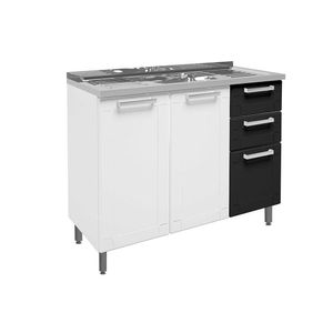 Módulo Cozinha Bertolini Múltipla 6015 3 Portas E 2 Gavetas Branco-preto