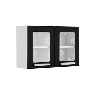Módulo Cozinha Bertolini Evidence Armário 7006 2 Portas C-vidro Branco-preto