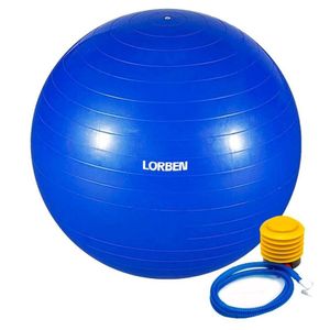 Bola De Pilates Yoga Funcional Lorben Com Bomba Suporta Até 150 Kg Azul