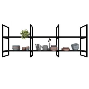 Prateleira Industrial Cozinha Preto Estante Mdf Nichos Cozinha Prateleira Suspensa Teto