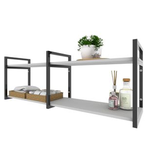Prateleira Industrial Banheiro Organizador Nicho Mdf Ferro Estante Branca Branco Off White Madeira
