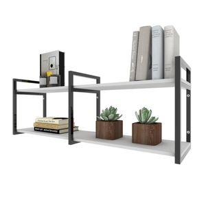Prateleira Industrial Moveis Escritorio Quarto Estante Infantil Plantas Branco Ferro E Madeira