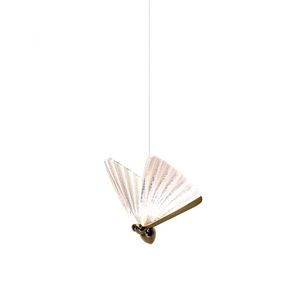 Lustre Pendente Borboleta Cristal Led Ouro Gold Bivolt Luz Amarela