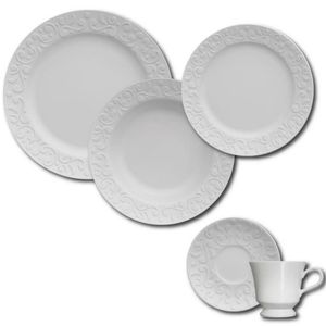 Aparelho De Jantar, Chá E Sobremesa 30 Peças Germer Tassel Em Porcelana Branco