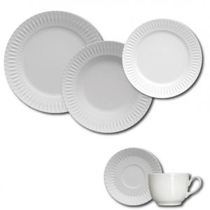 Aparelho De Jantar, Chá E Sobremesa 20 Peças Germer Diamante Em Porcelana Branco