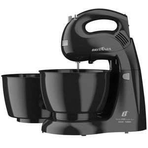 Batedeira Pérola 550w Turbo 4 Velocidades 2 Tigelas Britânia Preto 220v