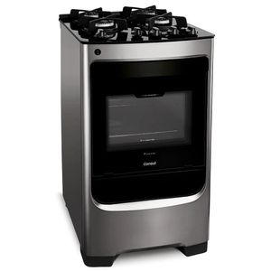 Fogão 4 Bocas Cfo4var Trempe De Ferro Fundido E Mesa De Vidro Consul Inox Bivolt
