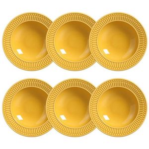 Conjunto De Pratos Fundos Porto Brasil Roma - 6 Peças Mostarda