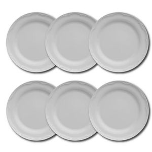 Conjunto De Pratos Rasos Germer Cottage Em Porcelana 6 Peças Branco