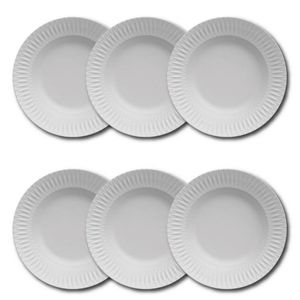 Conjunto De Pratos Fundos Germer Diamante Em Porcelana 6 Peças Branco