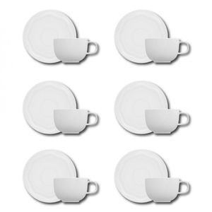 Conjunto De Xícaras Para Café Germer Shell Em Porcelana 80 Ml 6 Peças Branco