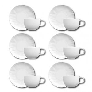 Conjunto De Xícaras Para Chá Germer Orgânico Em Porcelana 240 Ml 6 Peças Branco