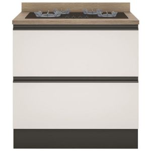 Balcão Cooktop Bartira Linea 4 Bocas 1 Gaveta Com Porta Basculante Branco