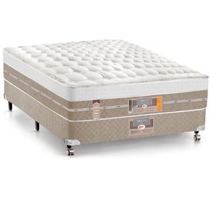Cama Box Casal Castor Silver Star Air Com Mola Ensacadas Branco Com Bege