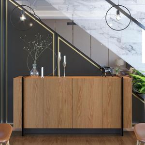 Buffet Copacabana Mdp Com 4 Portas E 2 Prateleiras Colibri Freijó/preto Fosco