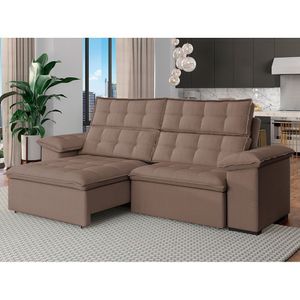 Sofá 3 Lugares Retrátil E Reclinável 230cm Denver Avelã