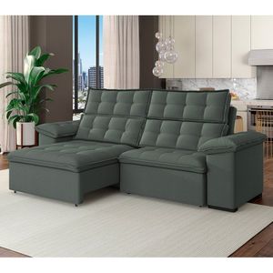 Sofá 3 Lugares Retrátil E Reclinável 230cm Denver Eucalipto