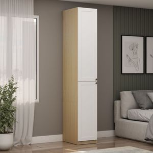 Guarda Roupa Modulado 2 Portas Provençais Com Prateleiras 100% Mdf Infinity Savana/branco