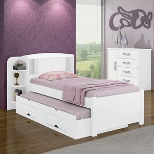 Cama Solteiro Melissa Plus 100% Mdf Branco