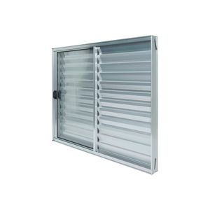Janela Alumínio Veneziana 3 Folhas 120x120cm Natural Brilhante Plus Lux Esquadrias Branco