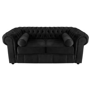 Sofá Chesterfield 02 Lugares 1.80 Cm Cor Preto New Velu 004 Jr