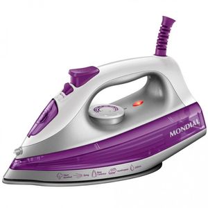 Ferro De Passar A Vapor Mondial Fvn-01-p Com Spray E Base Cerâmica Diamante Branco Com Roxo 110v
