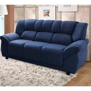 Sofá 3 Lugares Buarque Em Veludo 184 Cm De Largura Hellen Azul