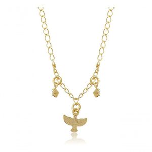 Tornozeleira Com Pingente De Espirito Santo Folheado Em Ouro